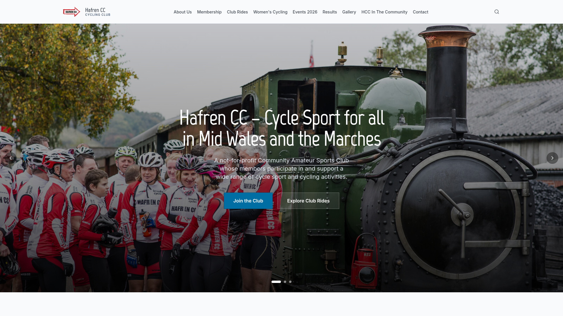 Hafren Cycling Club website homepage